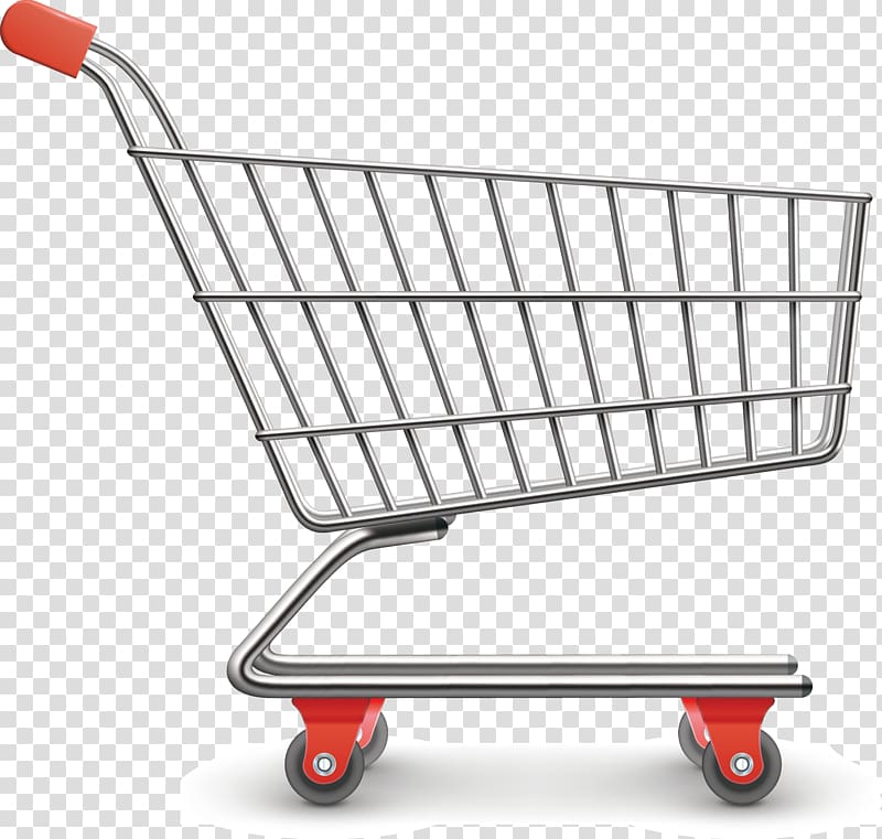 gray and red shopping cart , Shopping cart Packaging and labeling , Shopping Cart Decorative transparent background PNG clipart