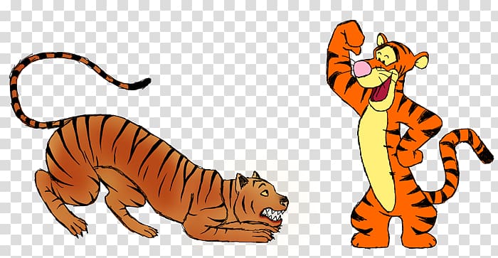 Tiger Cat Wildlife Terrestrial animal, Winnie The Pooh And Tigger Too transparent background PNG clipart