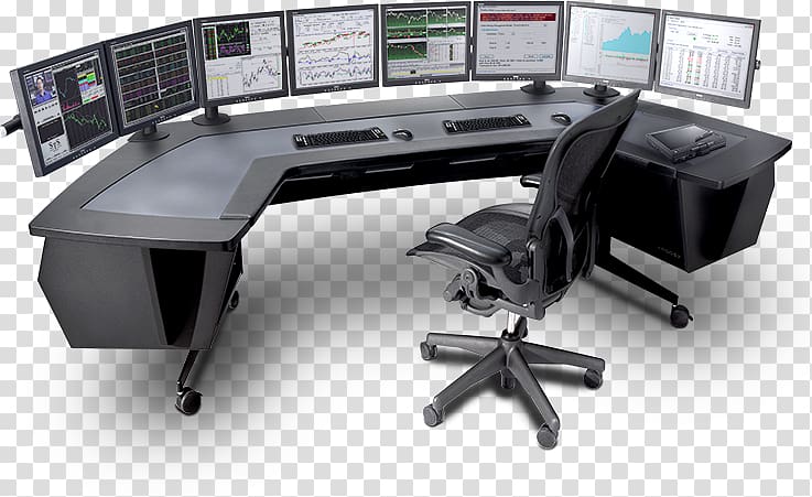 Trading room Foreign Exchange Market Trader Desk, Computer transparent background PNG clipart