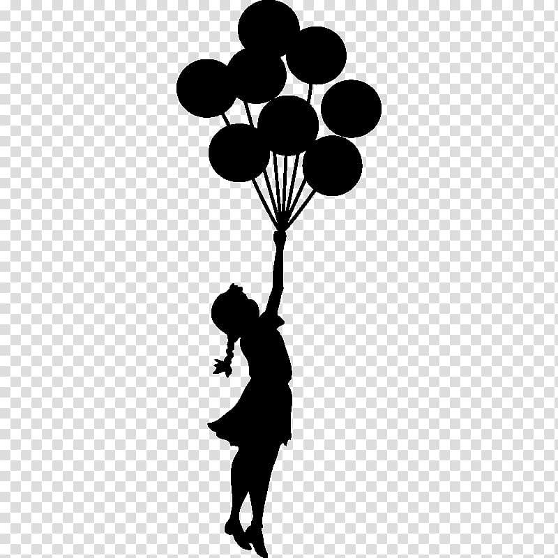 Balloon Girl Stencil Street art T-shirt Graffiti, floating balloon transparent background PNG clipart