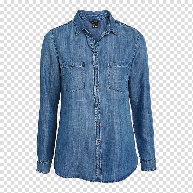 Denim Lyocell Shirt Blue Woven fabric, shirt transparent background PNG clipart