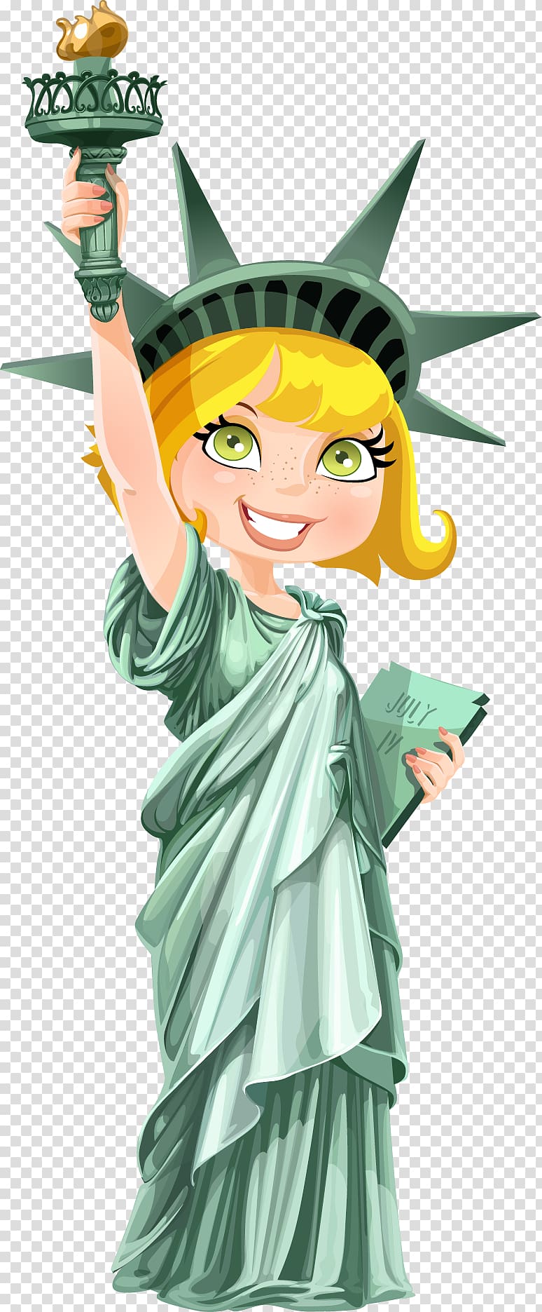 Statue of Liberty Illustration, hand-painted free goddess transparent background PNG clipart