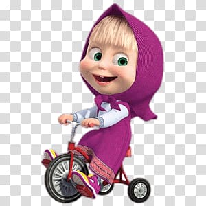 girl wearing pink hijab biking , Masha on Tricycle transparent background PNG clipart