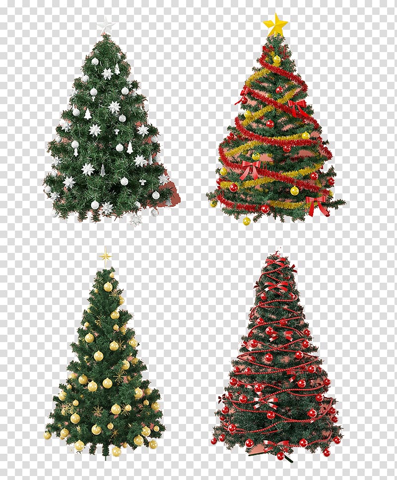 Christmas tree Christmas ornament Gift, Four Christmas tree transparent background PNG clipart