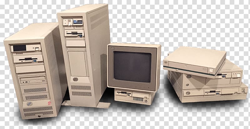 grey and beige computer set, Group Of Ibm Vintage Computers transparent background PNG clipart