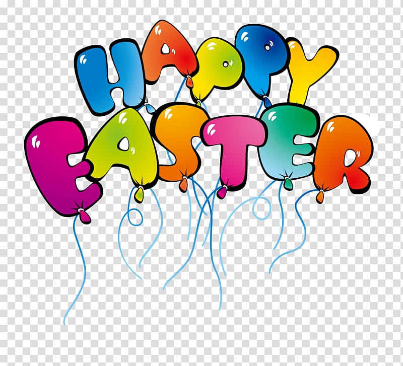 Easter Bunny , Cartoon Easter Balloon English WordArt transparent background PNG clipart