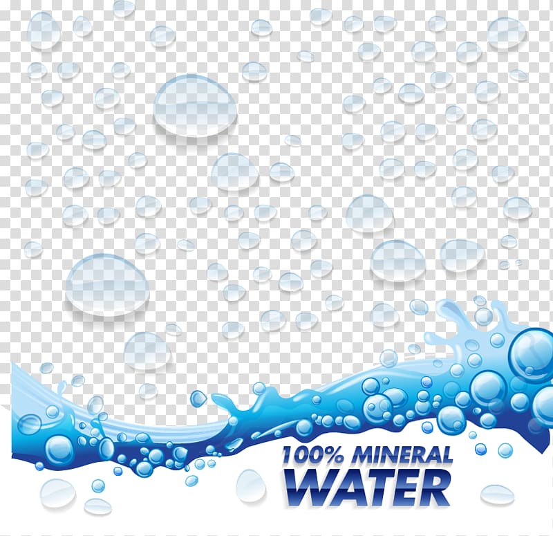 100% mineral water illustration, Water Drop Euclidean Splash, Posters drops transparent background PNG clipart