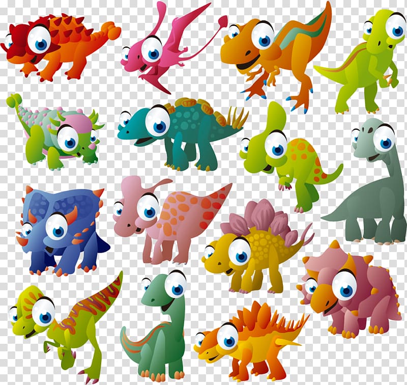 Tyrannosaurus Stegosaurus Dinosaur Cartoon, Cartoon Animal Park transparent background PNG clipart