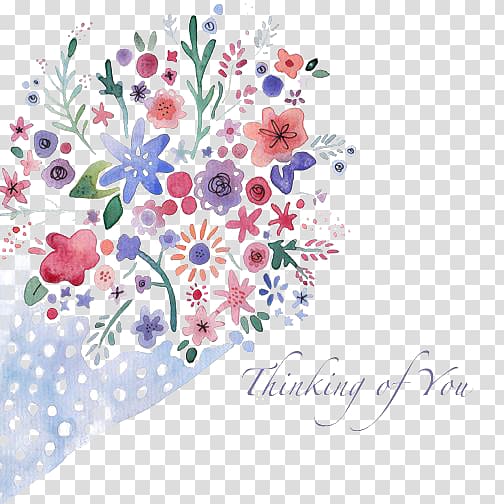 Floral design Flower bouquet Thinking of You Illustration, Bouquet of Flowers transparent background PNG clipart