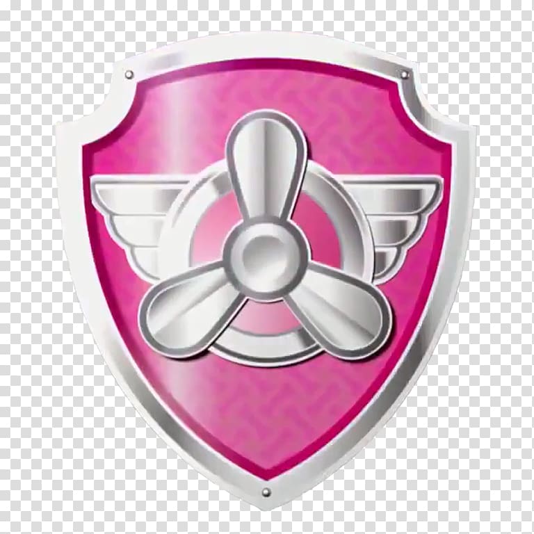 pink and gray shield with propeller , Dog Super Paw Patrol Adventure Puppy Symbol, tags transparent background PNG clipart
