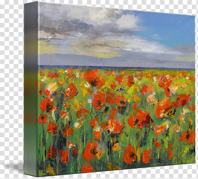 Poppy Poppies Painting Canvas print, poppy field transparent background PNG clipart
