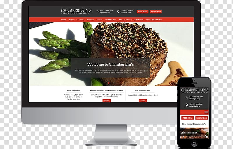 Web development Chamberlain's Steak and Chop House Chophouse restaurant Web design, web design transparent background PNG clipart