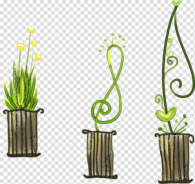 Flowerpot Bonsai Icon, Lovely hand-painted flowers notes transparent background PNG clipart