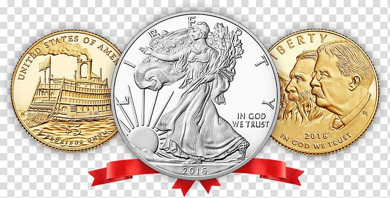 Silver coin American Silver Eagle Gold, Coin transparent background PNG clipart