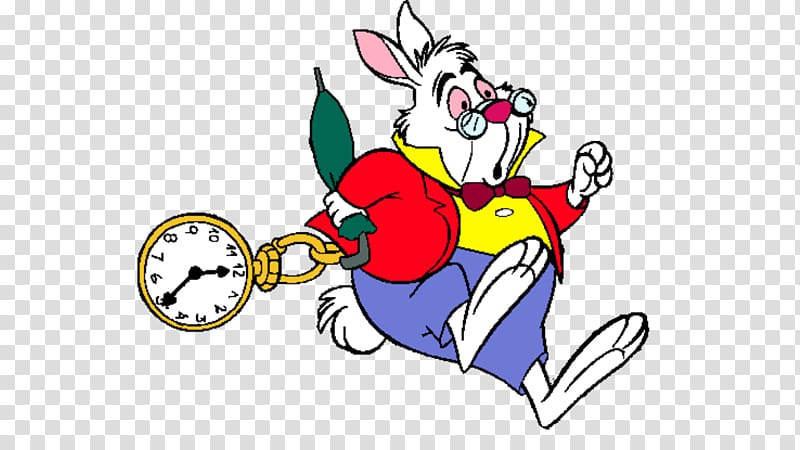 White Rabbit Alice's Adventures in Wonderland Cheshire Cat Alice in Wonderland, clock alice transparent background PNG clipart