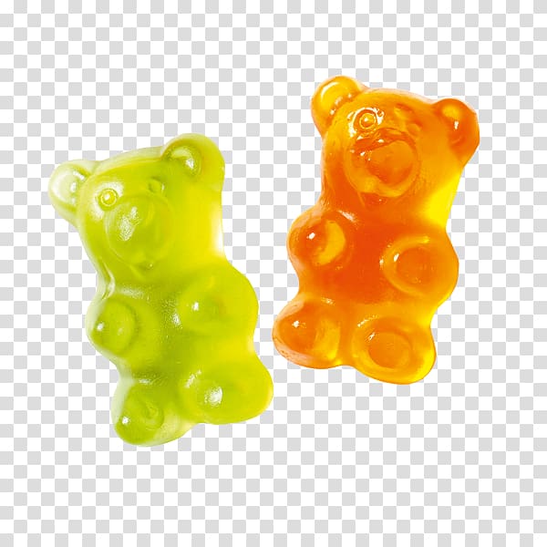 two green and yellow gummy bears illustration, Gummy bear Gummi candy Jelly Babies Gelatin dessert, bears transparent background PNG clipart