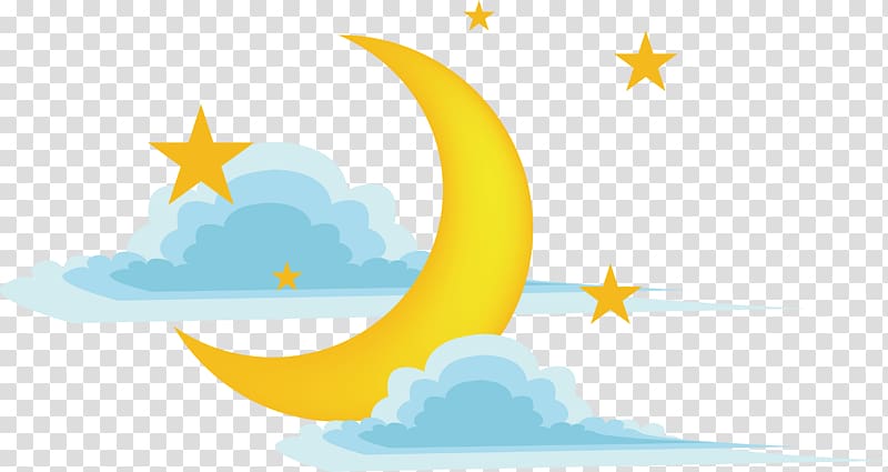 Drawing Cartoon Yellow Moon Png Element PNG Images