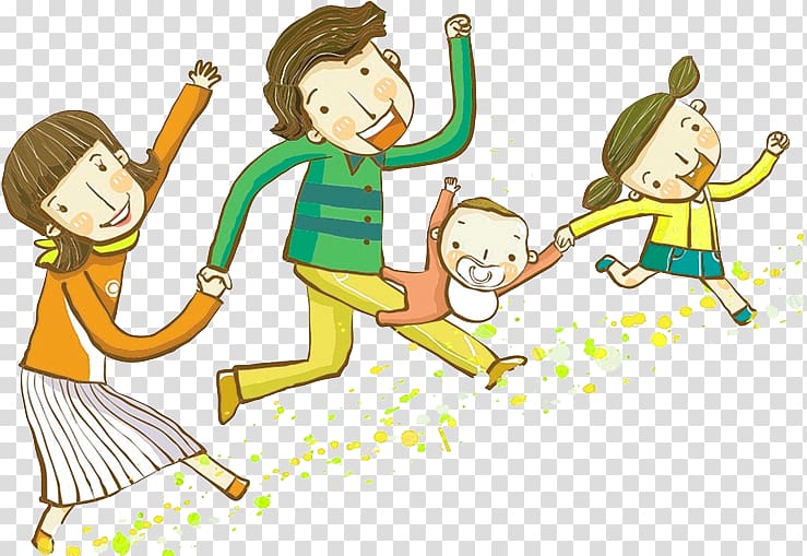 , Colorful cartoon family decoration pattern transparent background PNG clipart