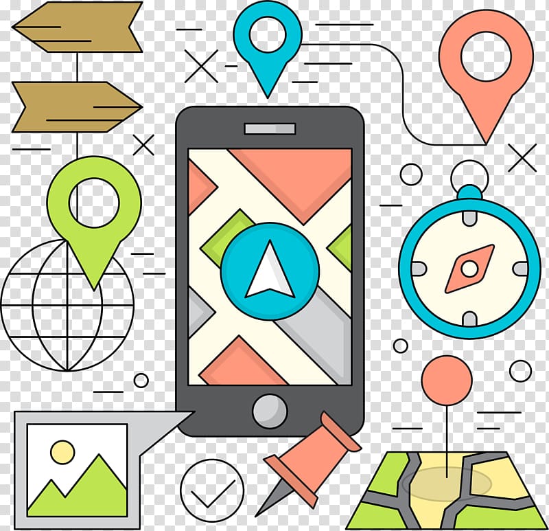 Mobile phone Smartphone Illustration, Mobile navigation map transparent background PNG clipart