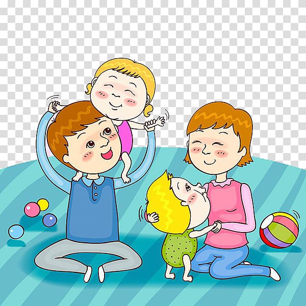 Child Parent Play Illustration, Parents and children play transparent background PNG clipart