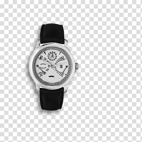 Watch strap Cartier White, Black and white men watch transparent background PNG clipart