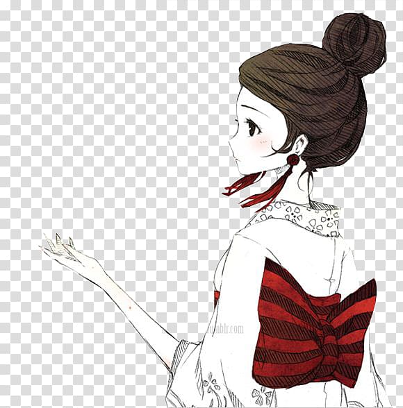 geisha illustration, Anime Manga Kimono, Manga transparent background PNG clipart