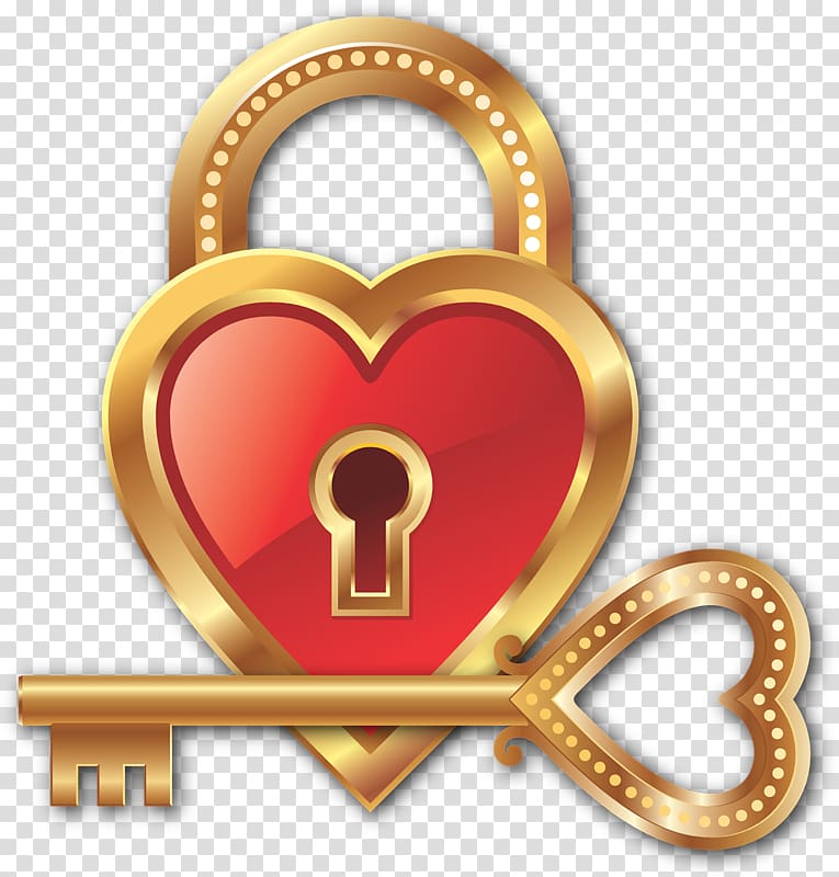 Lock Heart Key , gold key transparent background PNG clipart