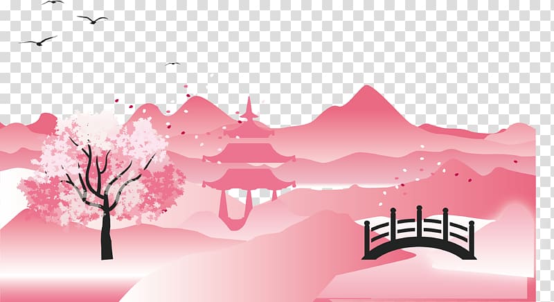 Mount Fuji Graphic design Cherry blossom, Mount Fuji cherry blossoms transparent background PNG clipart