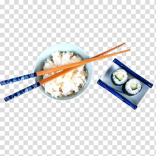Sushi Japanese Cuisine Makizushi Sashimi Rice, Sticky rice sushi chopsticks creative transparent background PNG clipart