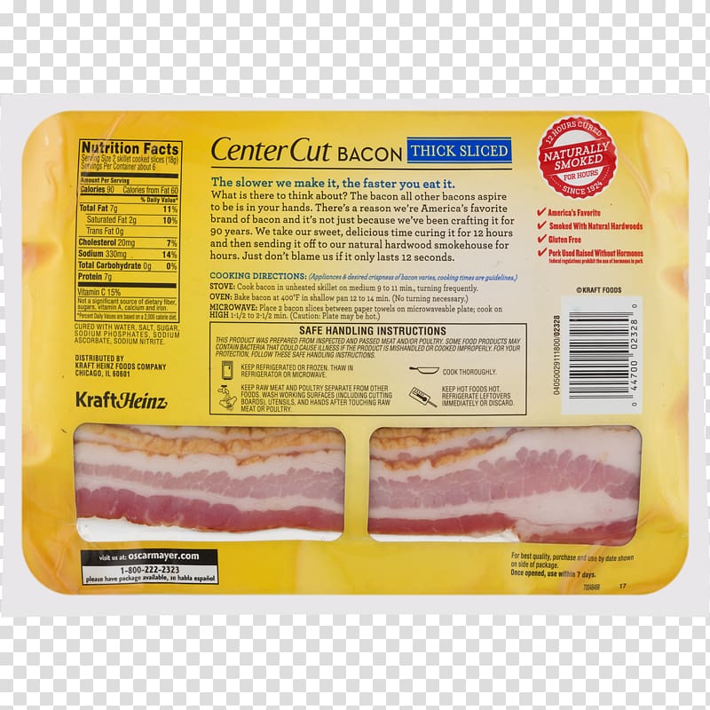 Back bacon Cooking Oscar Mayer Nutrition, sliced bacon transparent background PNG clipart