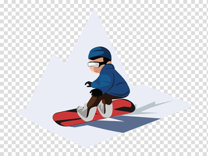 Snowboarding Skiing Illustration, The boy glided along the snow transparent background PNG clipart