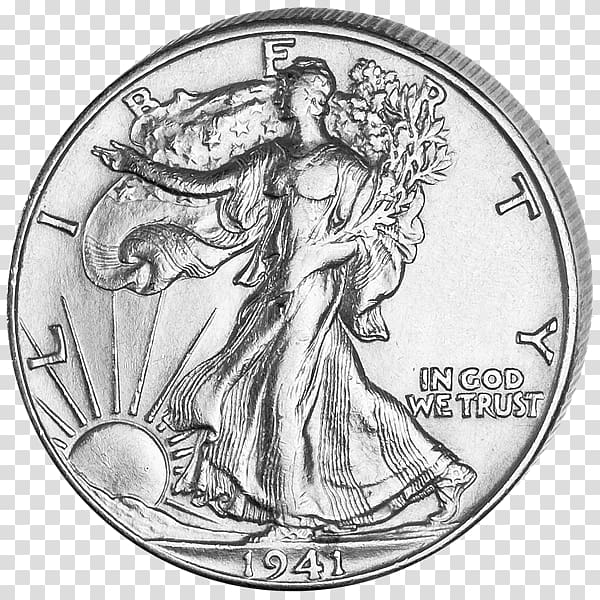 Coin Walking Liberty half dollar United States Mint, Half Dollar transparent background PNG clipart