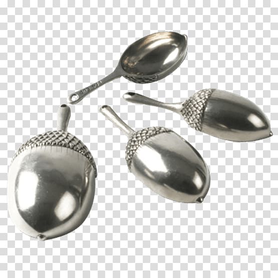 Earring Silver Measuring cup Spoon, silver transparent background PNG clipart