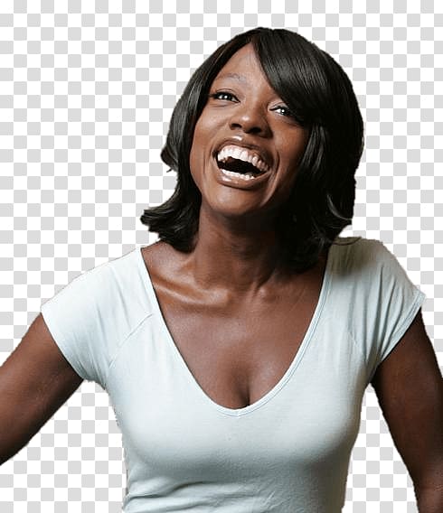 woman wearing white scoop-neck shirt, Viola Davis Laughing transparent background PNG clipart