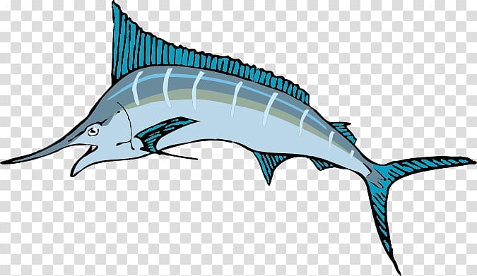 The Blue Marlin Swordfish Sailfish , Cute cartoon fish transparent background PNG clipart