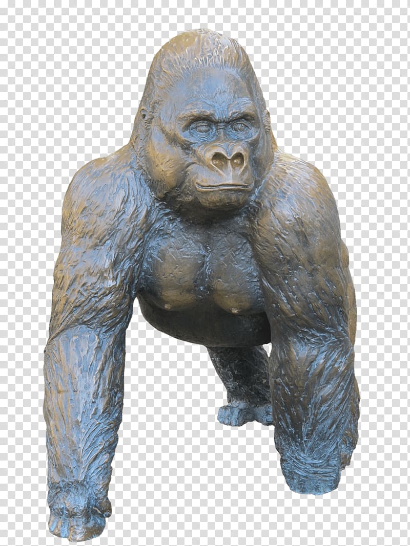 gorilla figurine, Gorilla Bronze Statue transparent background PNG clipart