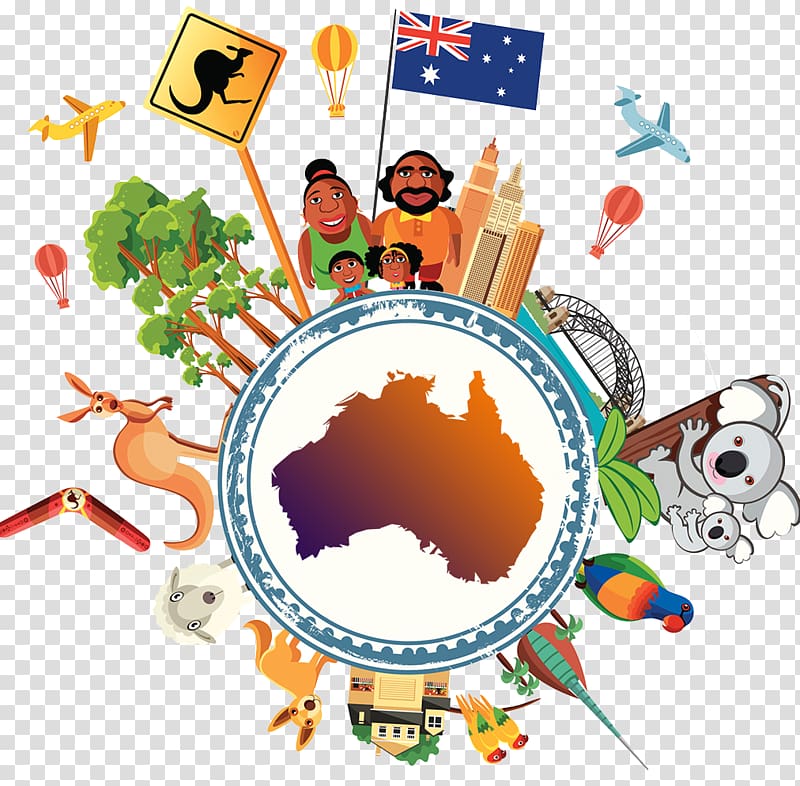 assorted animals illustration, Australia illustration, Australian travel animal illustration transparent background PNG clipart