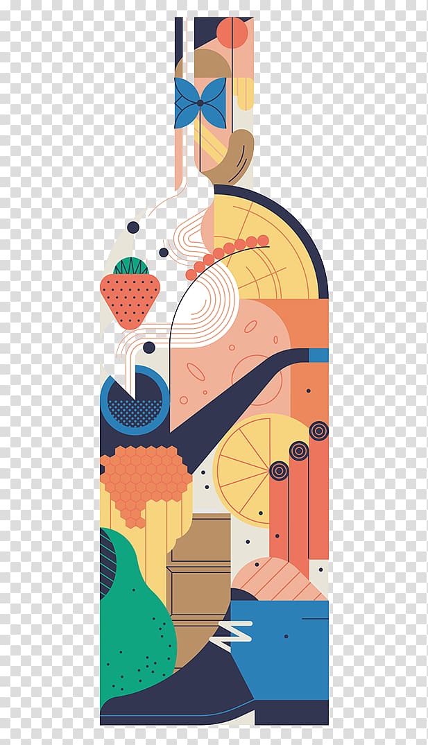 Graphic design Behance Art Illustration, Bottle shape plane pattern transparent background PNG clipart