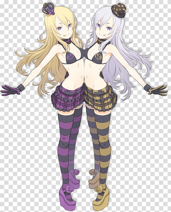 yellow and gray haired female anime characters, Summon Night Exela and Veloce transparent background PNG clipart