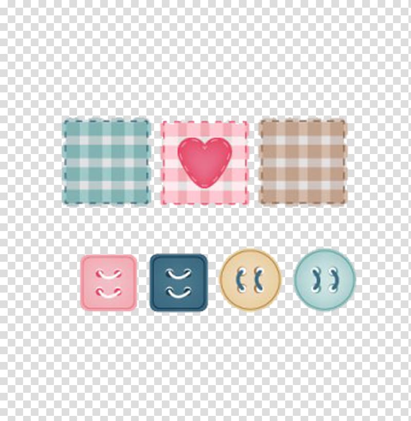 teal and beige textiles , Sewing machine, Small fresh handkerchief and buttons creative transparent background PNG clipart