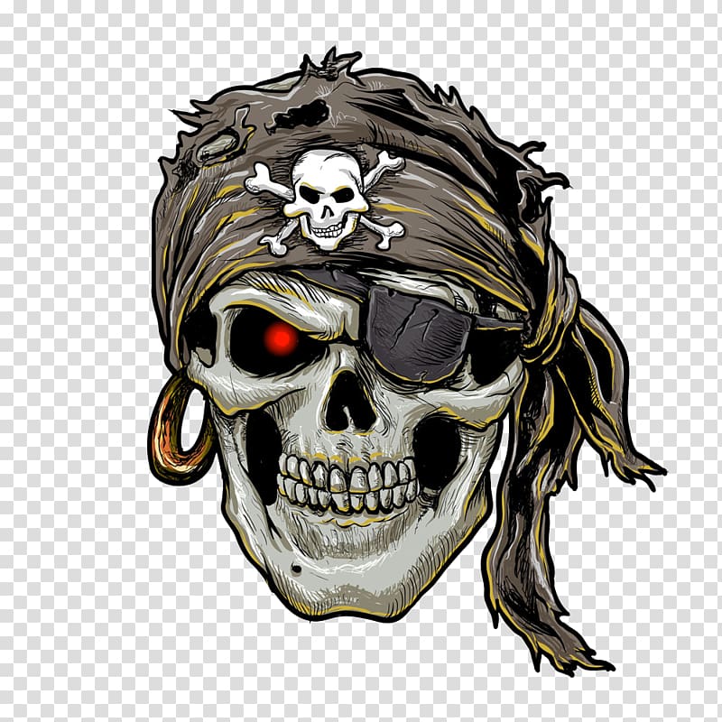 pirate skull illustration, Piracy Human skull symbolism Jolly Roger, Horror skull transparent background PNG clipart