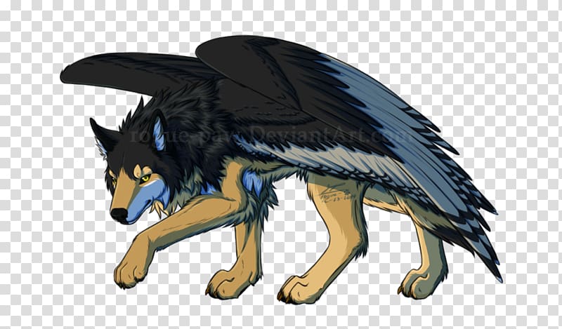 Dog Legendary creature Tail Feather, Wolf paw transparent background PNG clipart