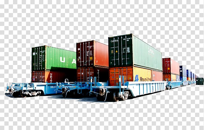 Cargo Rail transport Port Klang Train Intermodal container, Container Port transparent background PNG clipart