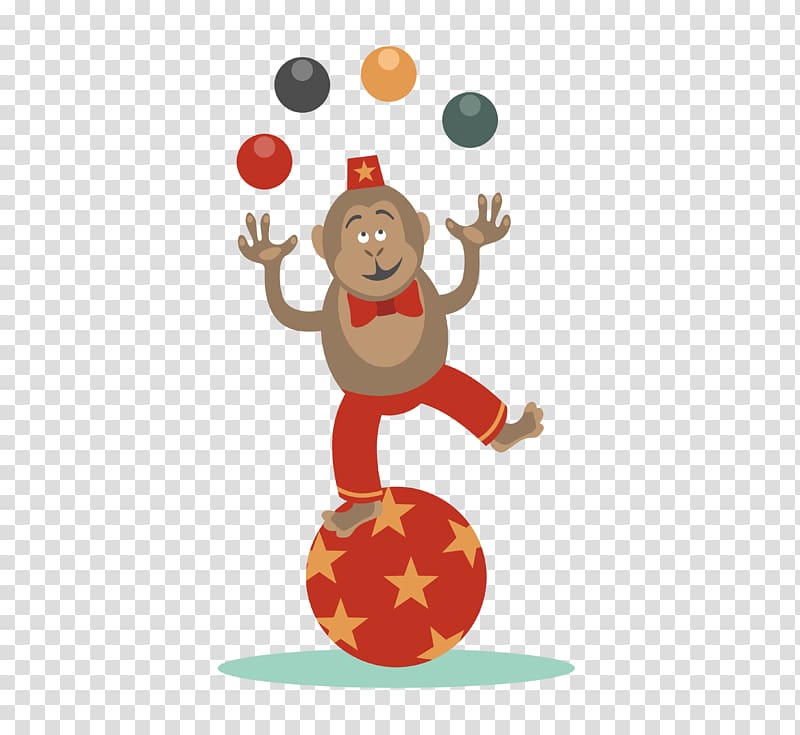 Circus Clown , Little monkey performing acrobatics transparent background PNG clipart