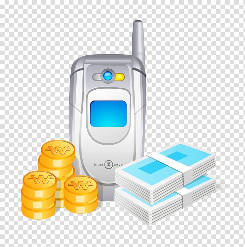 Mobile phone Icon, Mobile phone and gold coins transparent background PNG clipart