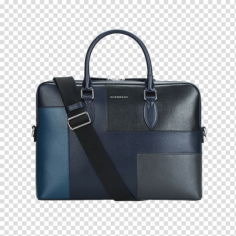 Briefcase Leather Handbag Hand luggage, Burberry blue briefcase transparent background PNG clipart