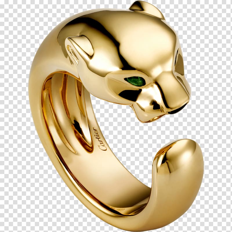 Cartier Gold Jewellery Ring Emerald, gold transparent background PNG clipart