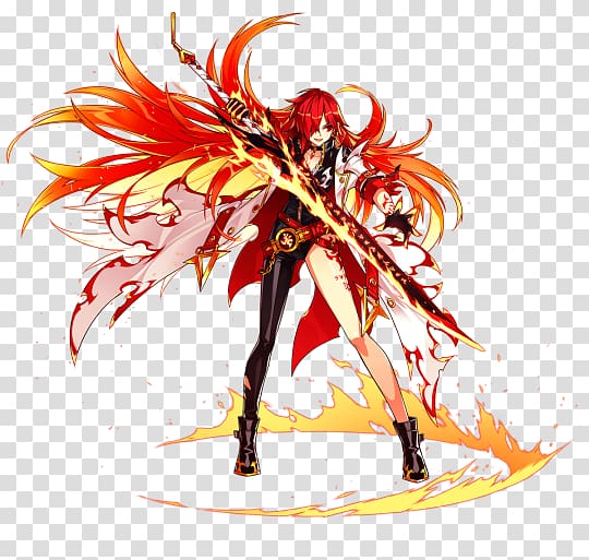 Elsword Elesis Flame Game Character, flame transparent background PNG clipart