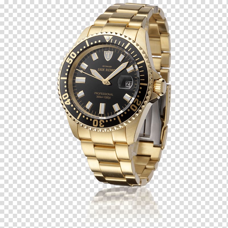 Automatic watch De Tomaso Gold Diving watch, Luxury Crown transparent background PNG clipart