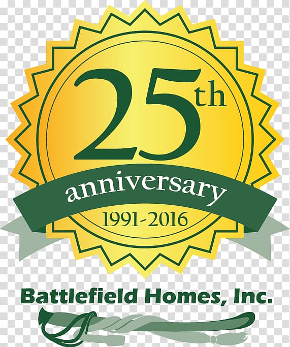 Logo Battlefield Homes, Inc. Custom home Laundry, 25 years Anniversary transparent background PNG clipart